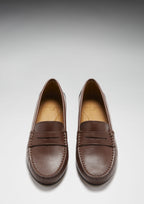 Hugs & Co Womens Brown Leather Penny Loafers