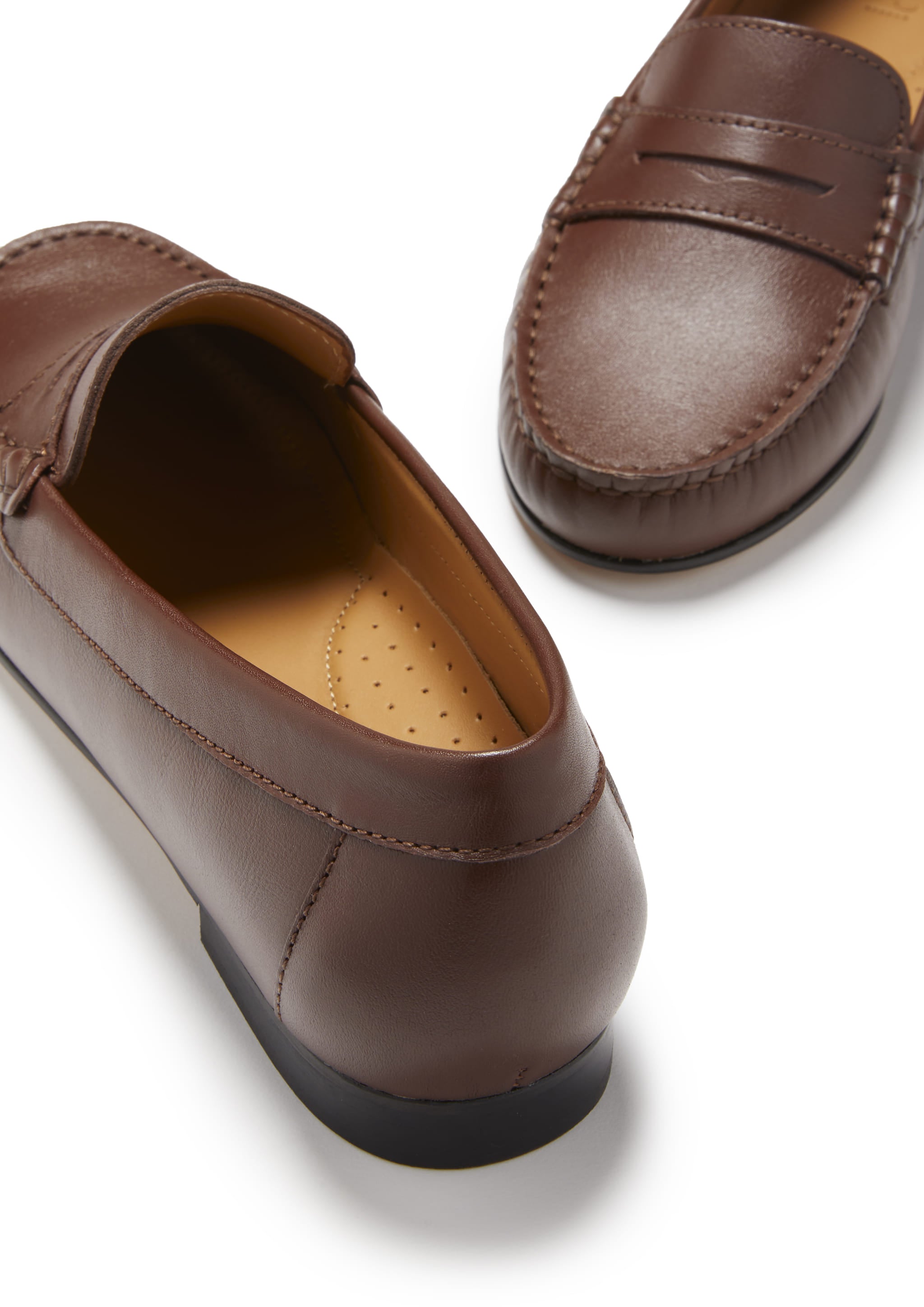 Hugs & Co Womens Brown Leather Penny Loafers