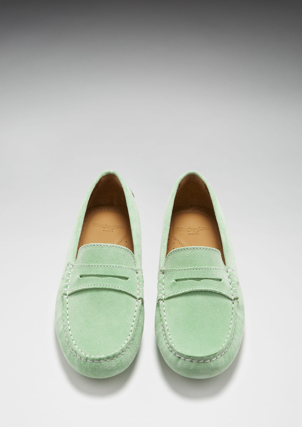 Hugs & Co Womens Penny Driving Loafers Lagoon Green Suede