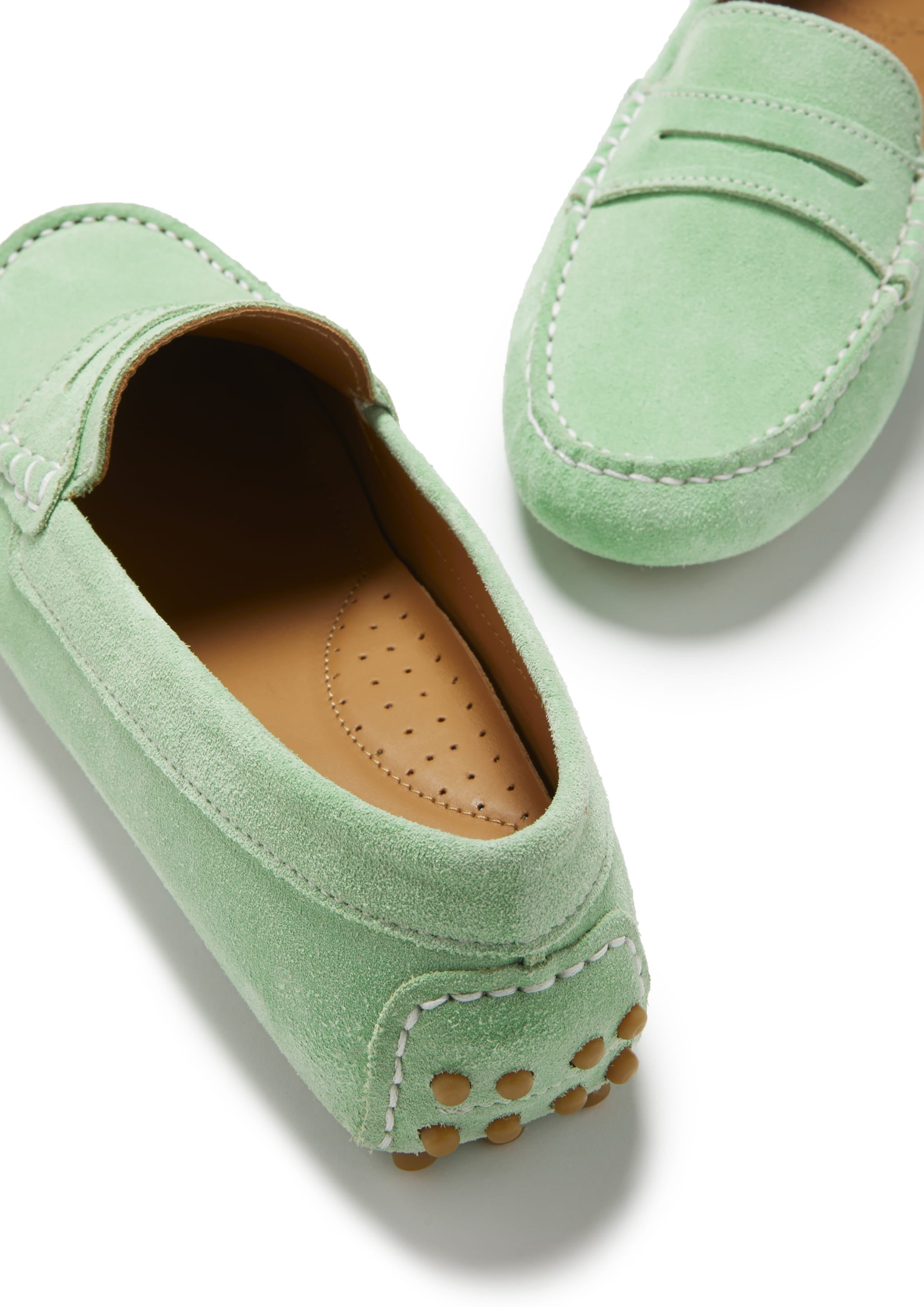 Hugs & Co Womens Penny Driving Loafers Lagoon Green Suede