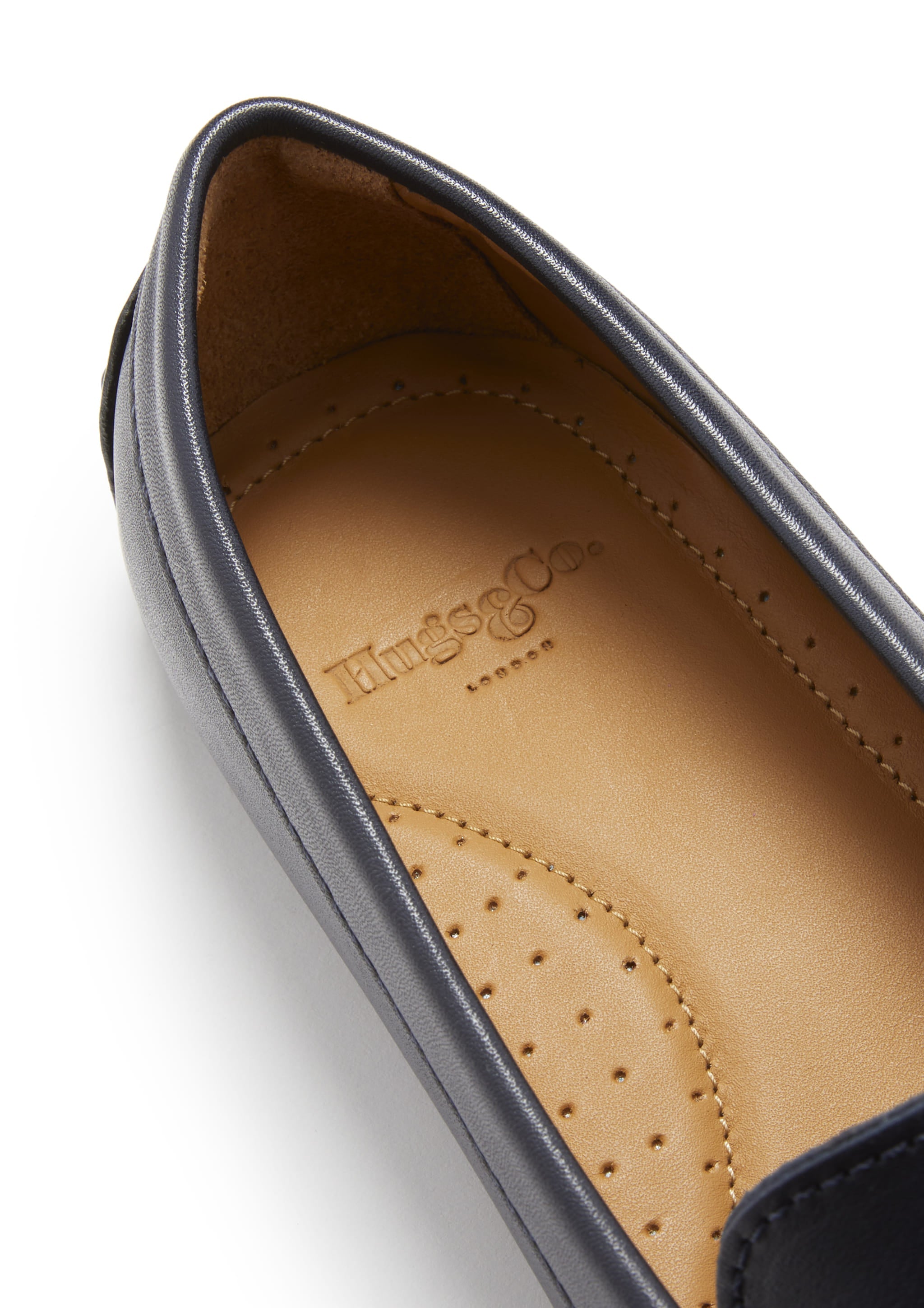 Hugs & Co Womens Penny Driving Loafers Navy Blue Leather