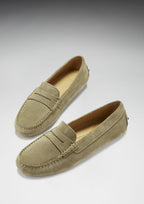 Hugs & Co Womens Penny Driving Loafers Truffle Suede