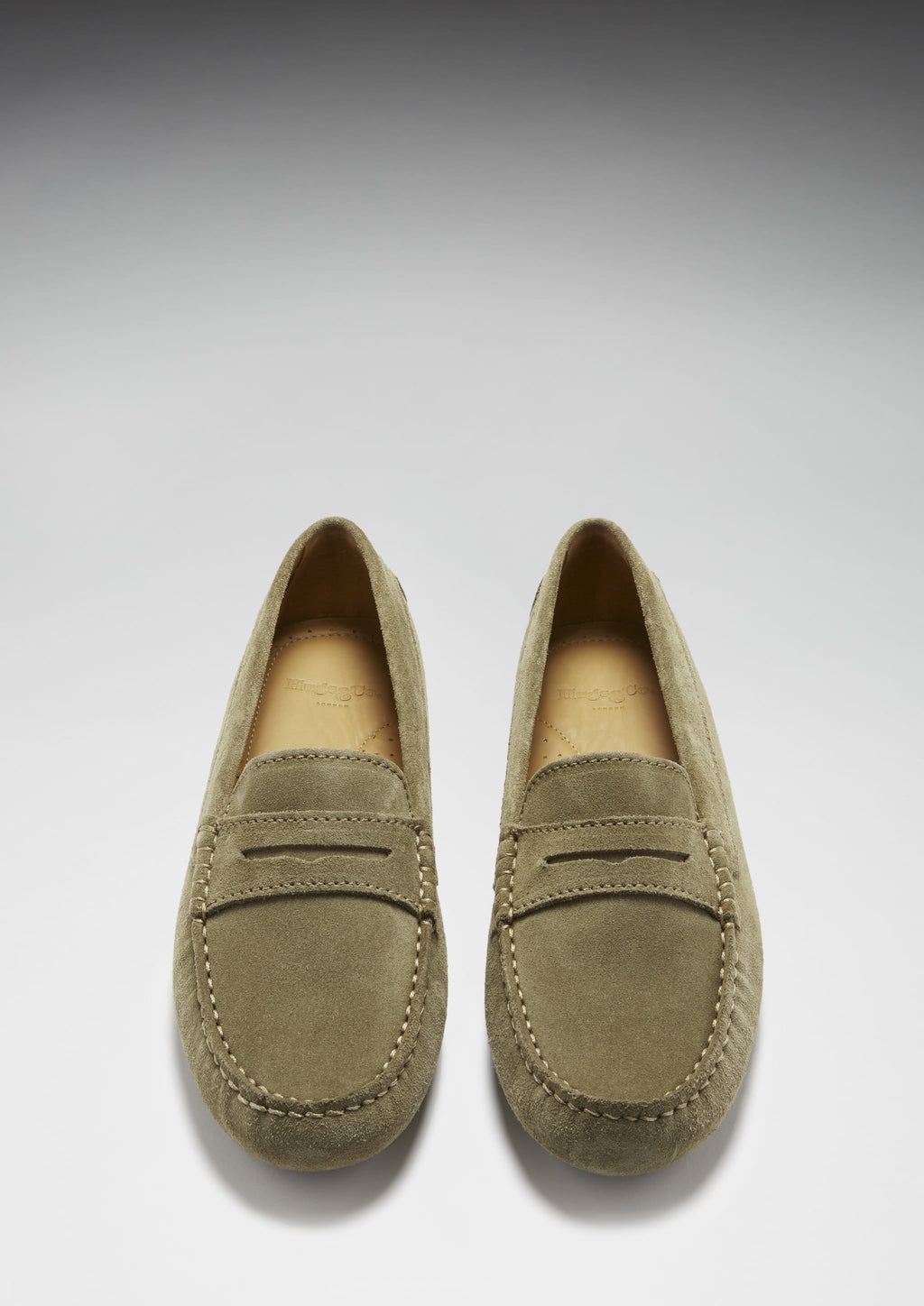 Hugs & Co Womens Penny Driving Loafers Truffle Suede