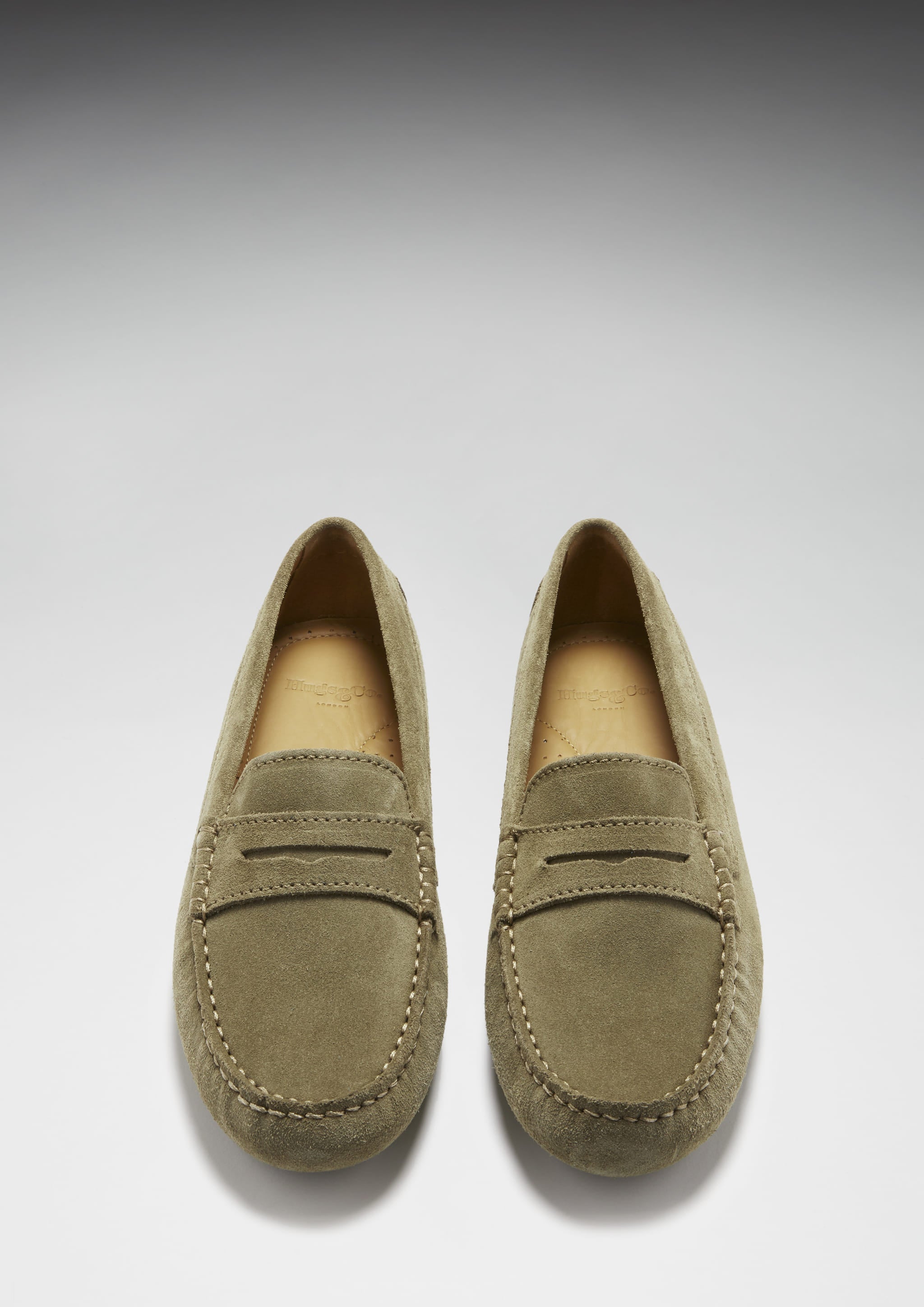 Hugs & Co Womens Penny Driving Loafers Truffle Suede