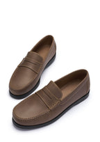 Hugs & Co Mens Boat Loafers Light Brown Leather