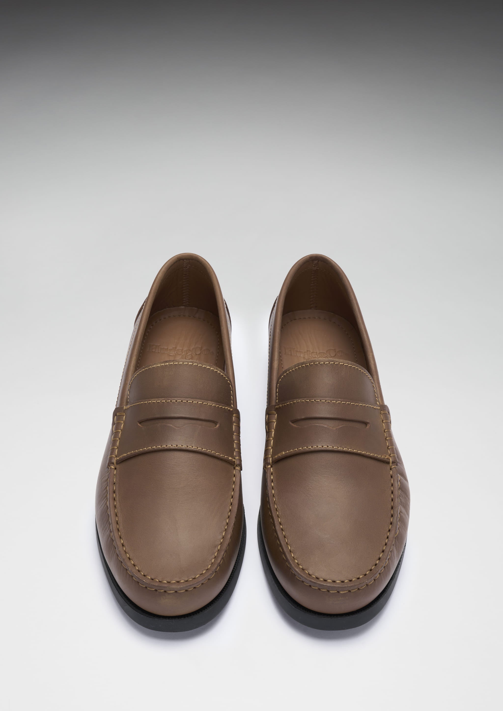 Hugs & Co Mens Boat Loafers Light Brown Leather