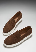 Hugs & Co Mens Slip-on Sneaker Loafers Brown Suede