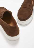 Hugs & Co Mens Slip-on Sneaker Loafers Brown Suede