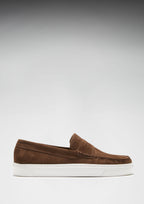 Hugs & Co Mens Slip-on Sneaker Loafers Brown Suede