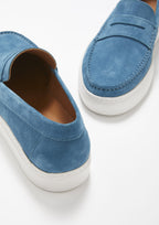 Hugs & Co Mens Slip-on Sneaker Loafers Petrol Blue Suede