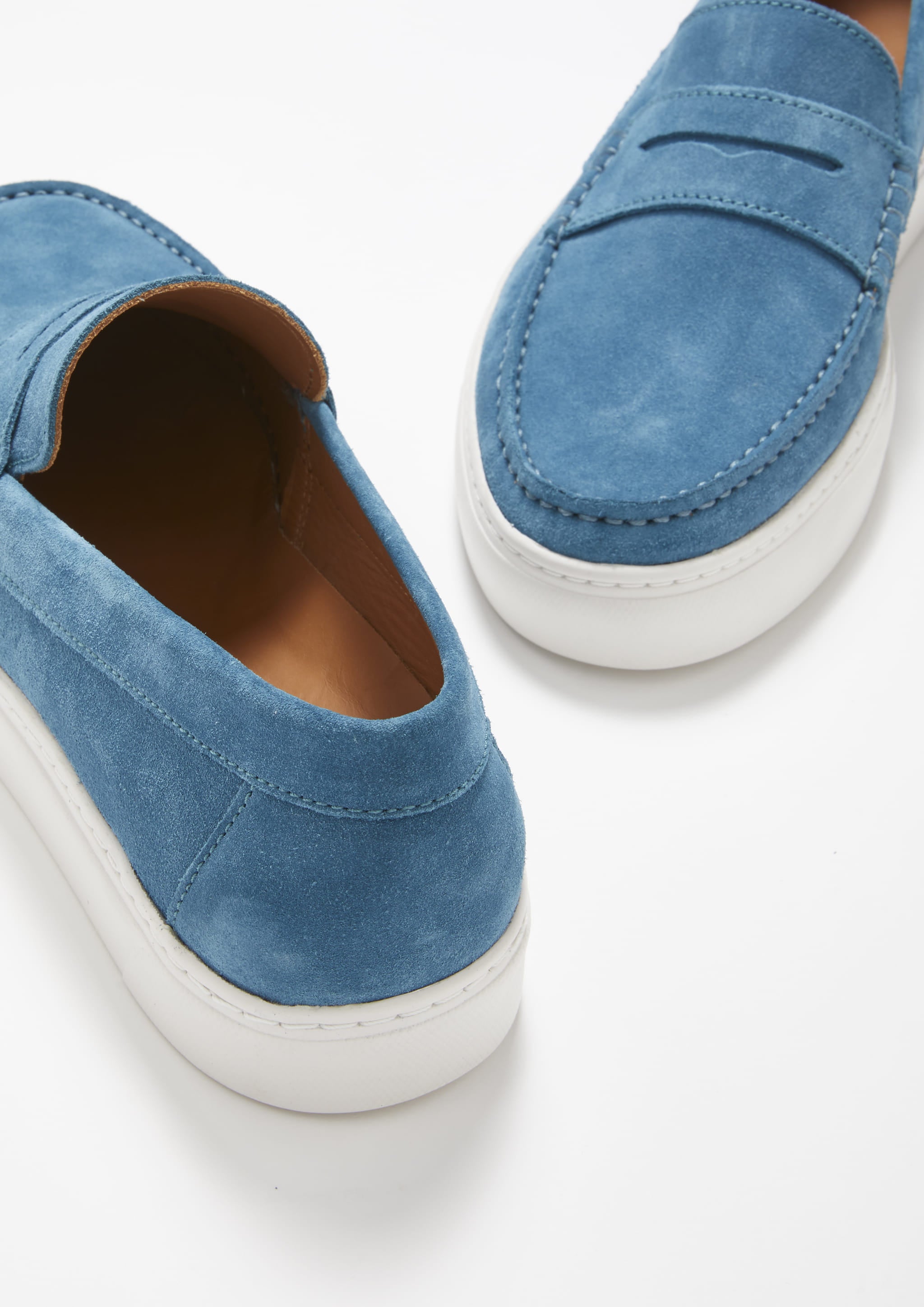 Hugs & Co Mens Slip-on Sneaker Loafers Petrol Blue Suede