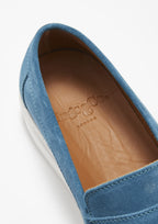 Hugs & Co Mens Slip-on Sneaker Loafers Petrol Blue Suede