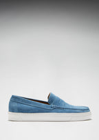 Hugs & Co Mens Slip-on Sneaker Loafers Petrol Blue Suede