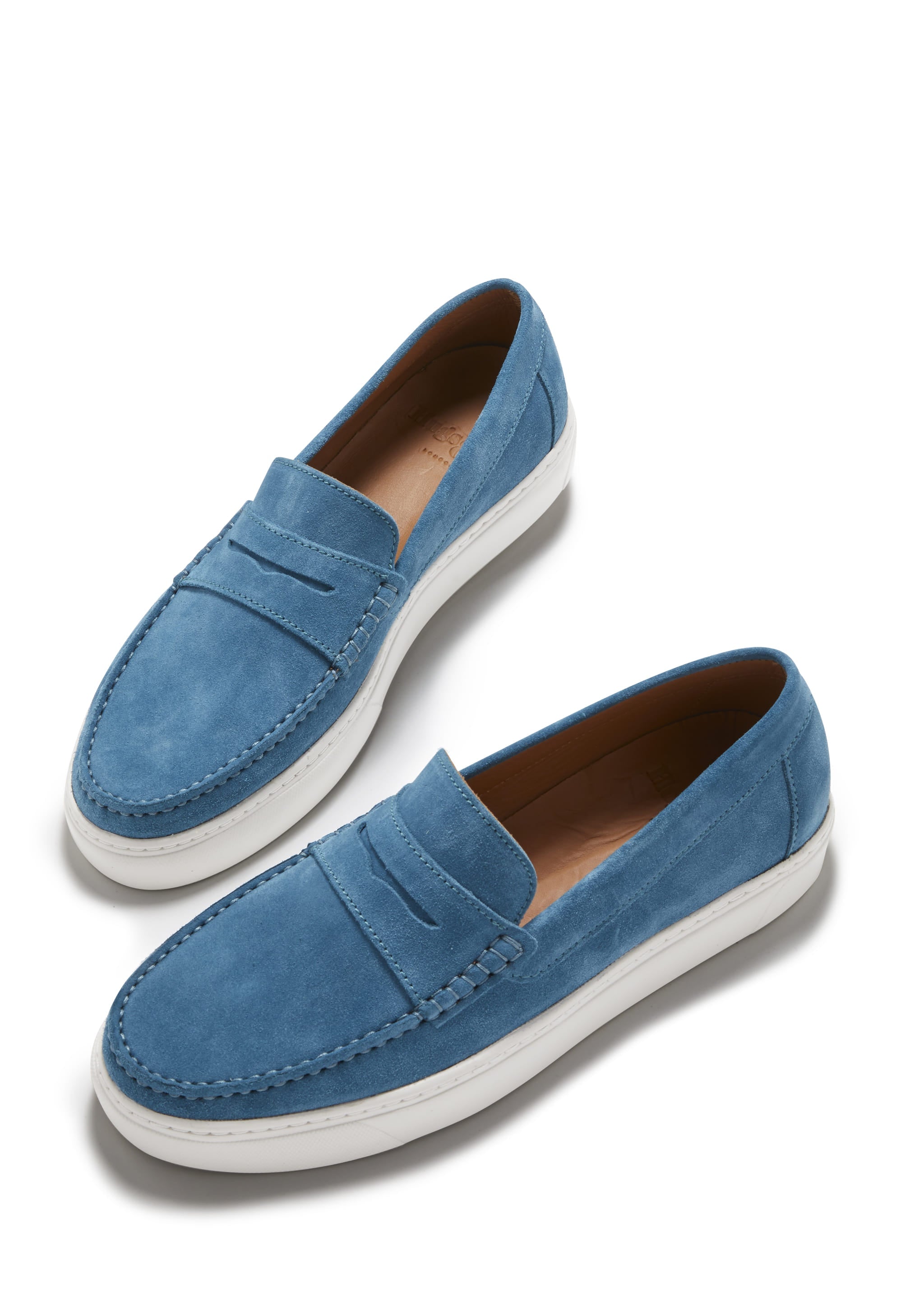 Hugs & Co Mens Slip-on Sneaker Loafers Petrol Blue Suede