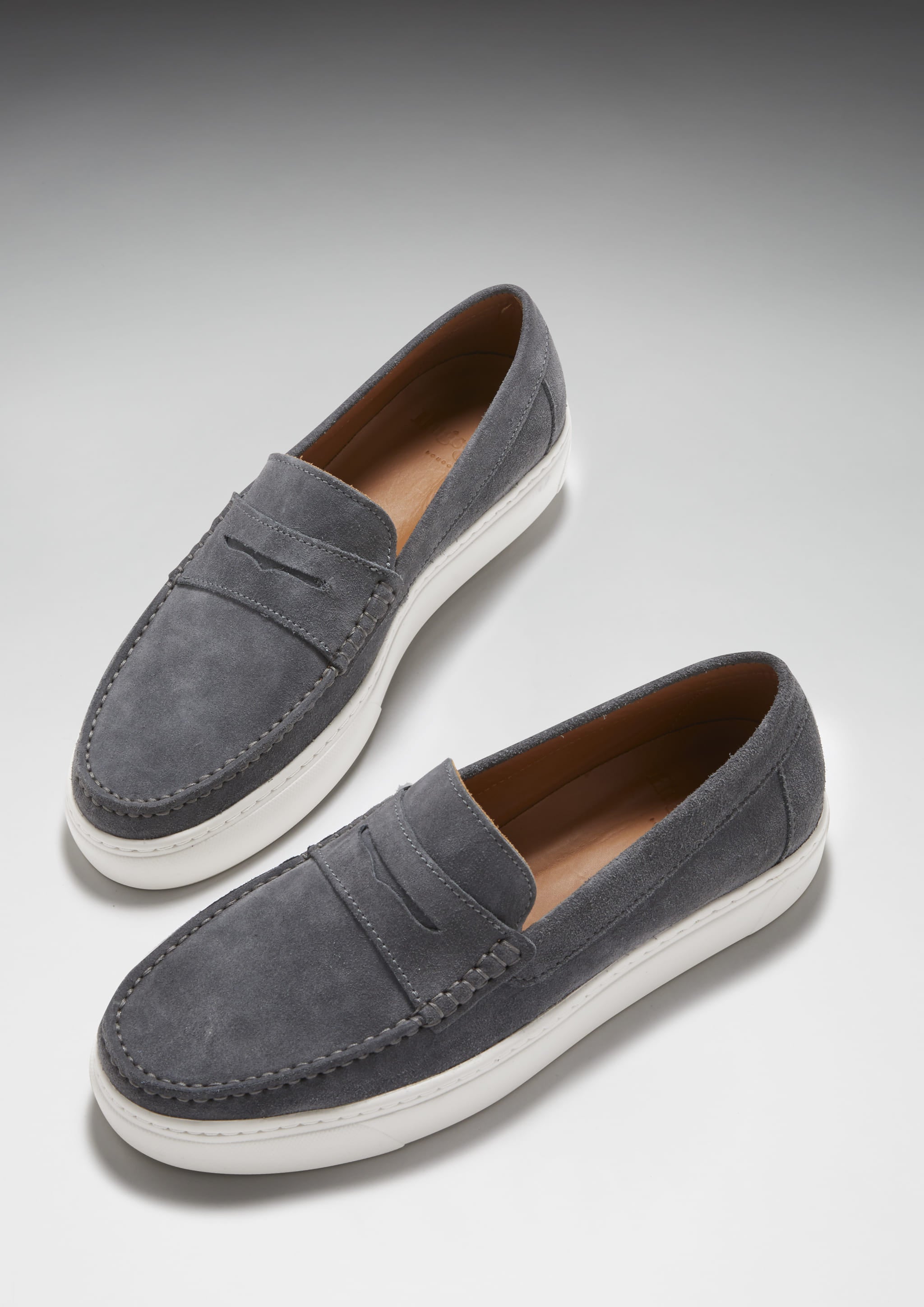 Hugs & Co Mens Slip-on Sneaker Loafers Slate Grey Suede