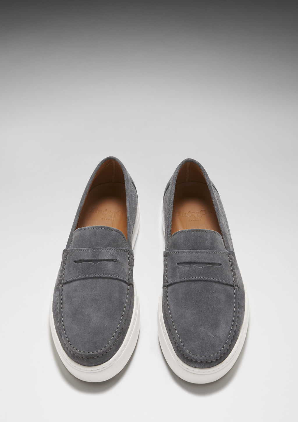 Hugs & Co Mens Slip-on Sneaker Loafers Slate Grey Suede