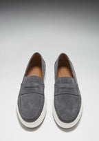 Hugs & Co Mens Slip-on Sneaker Loafers Slate Grey Suede