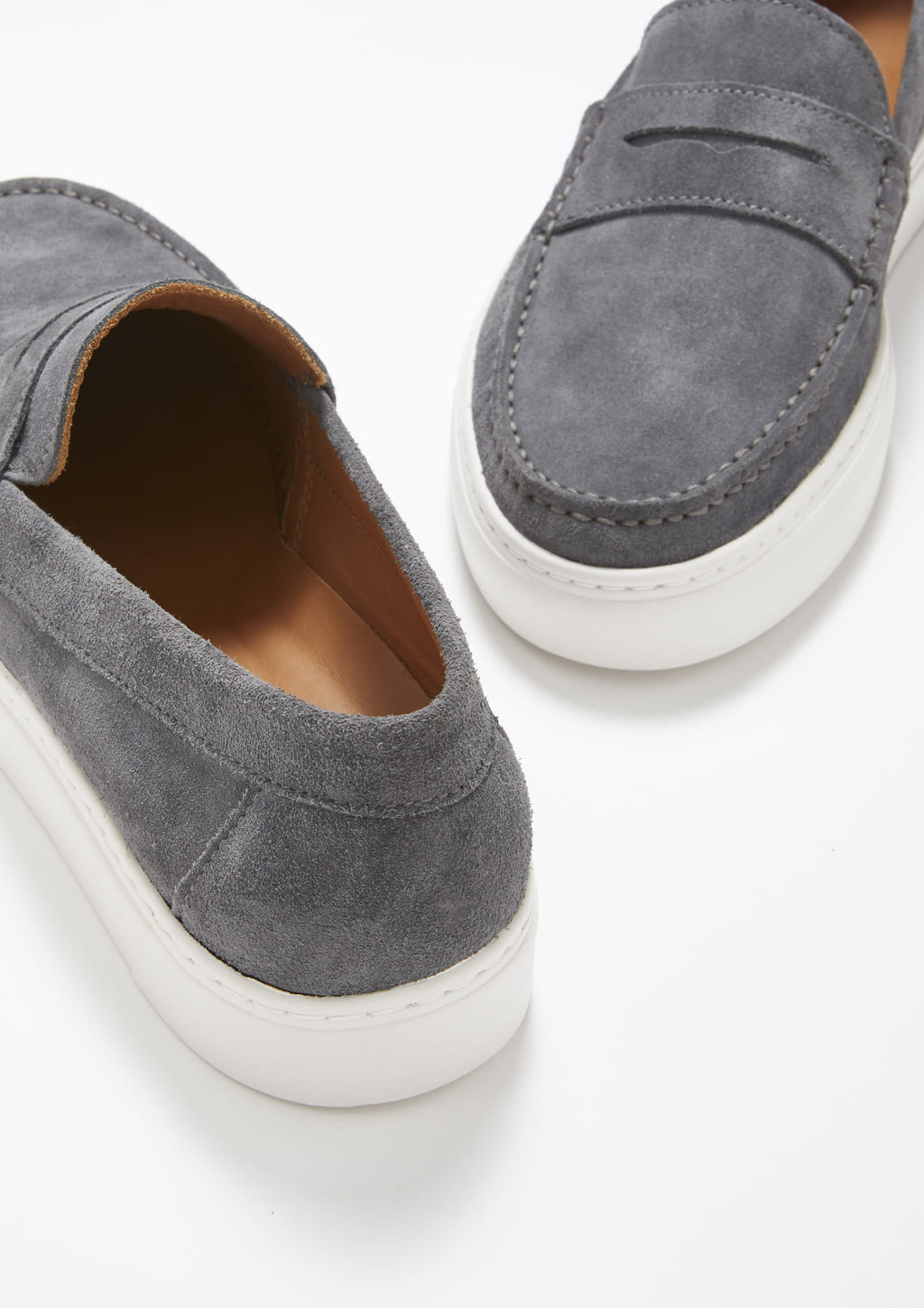 Hugs & Co Mens Slip-on Sneaker Loafers Slate Grey Suede