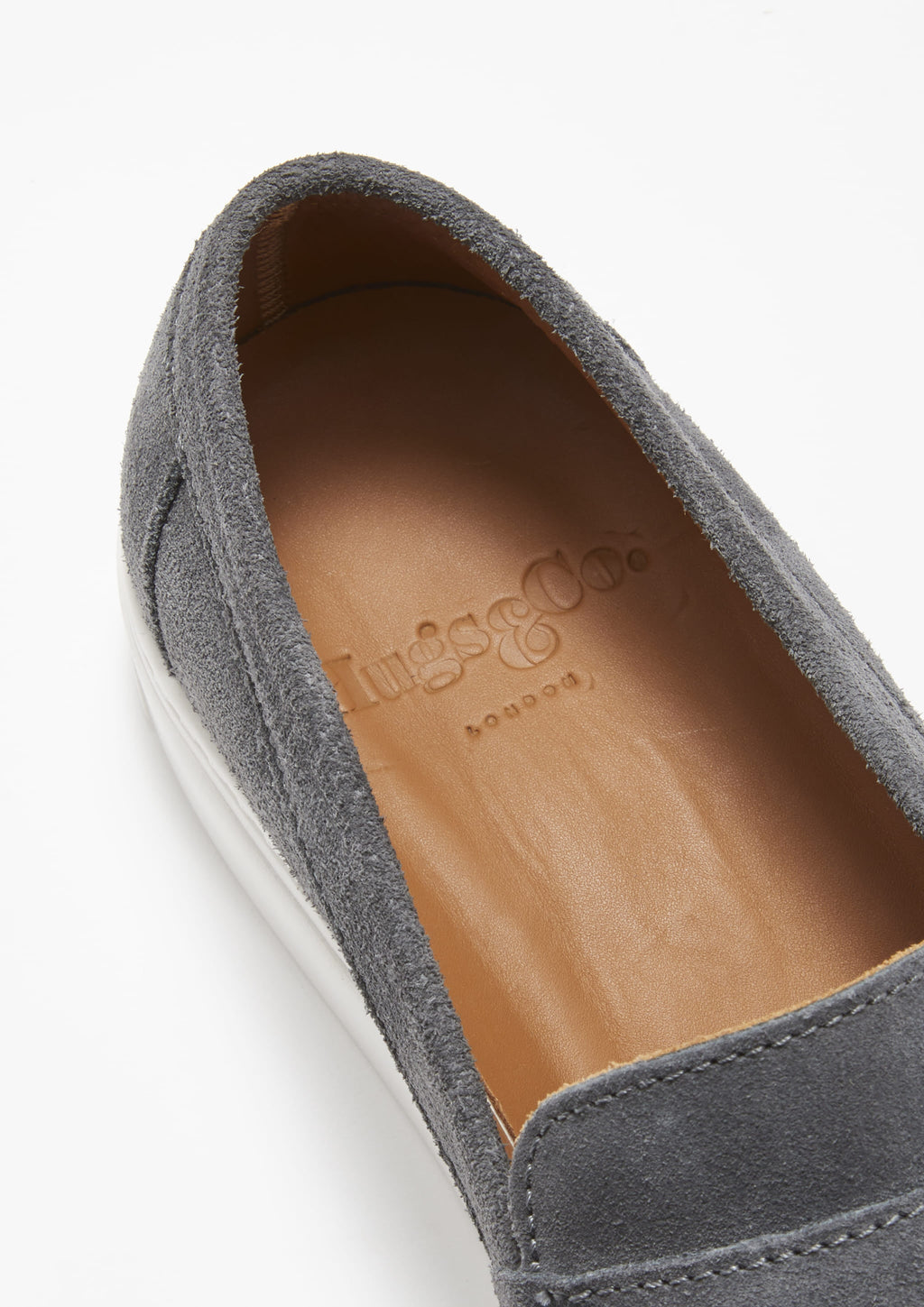 Hugs & Co Mens Slip-on Sneaker Loafers Slate Grey Suede