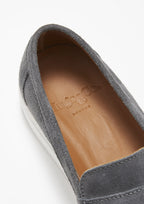 Hugs & Co Mens Slip-on Sneaker Loafers Slate Grey Suede