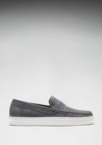 Hugs & Co Mens Slip-on Sneaker Loafers Slate Grey Suede