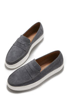 Hugs & Co Mens Slip-on Sneaker Loafers Slate Grey Suede