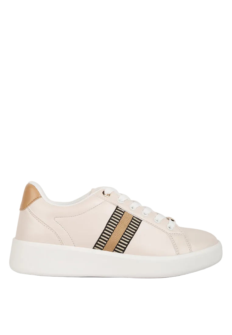 Leather Platform Cushioned Lace Up Trainers