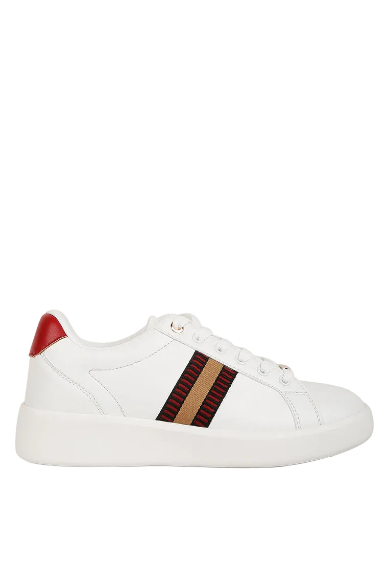 Leather Platform Cushioned Lace Up Trainers