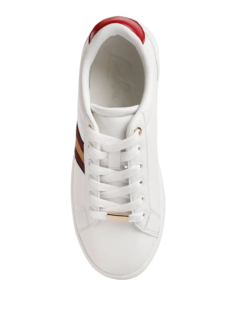 Leather Platform Cushioned Lace Up Trainers