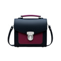 Zatchels Black Magenta Two Tone Sugarcube Leather Handbag front view
