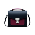 Zatchels Black Magenta Two Tone Sugarcube Leather Handbag front view
