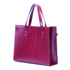 Zatchels Magenta leather shopper bag side view