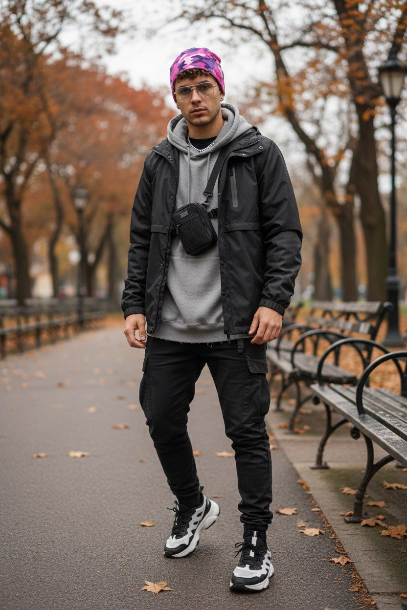 Pink Purple Camo Adventure Beanie - Double-Layered Outdoor Streetwear by StayClothed.com