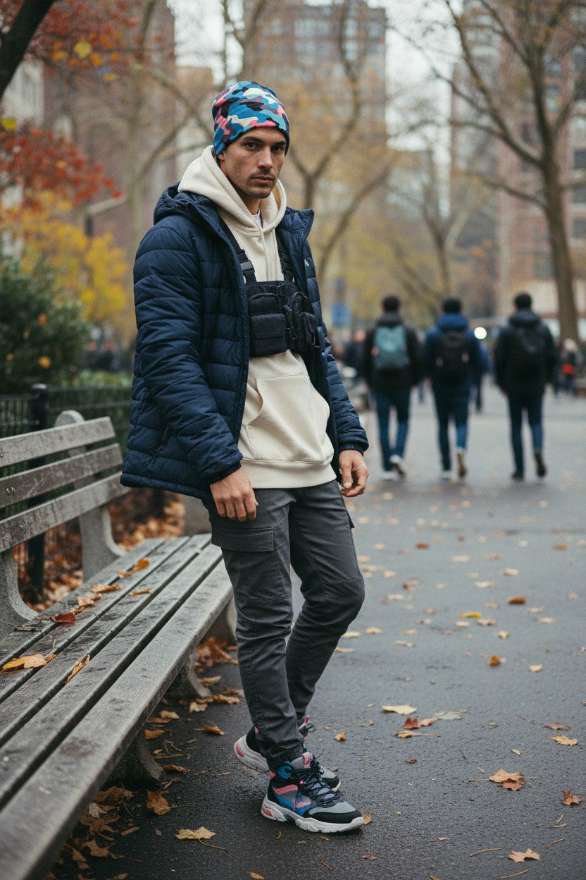 Blue Pink Camo Adventure Beanie - Double-Layered Outdoor Streetwear by StayClothed.com