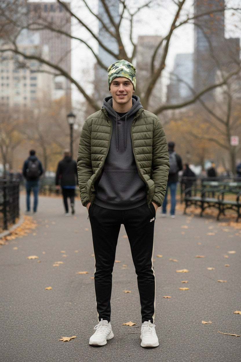 Sage Green Camo Adventure Beanie - Double-Layered Outdoor Streetwear by StayClothed.com