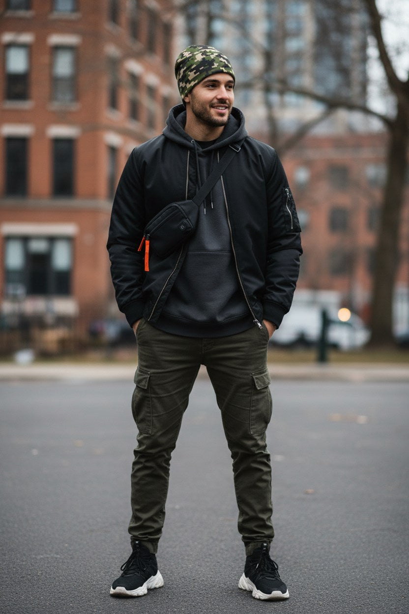 Pixel Woodland Camo Adventure Beanie - Double-Layered Outdoor Streetwear by StayClothed.com