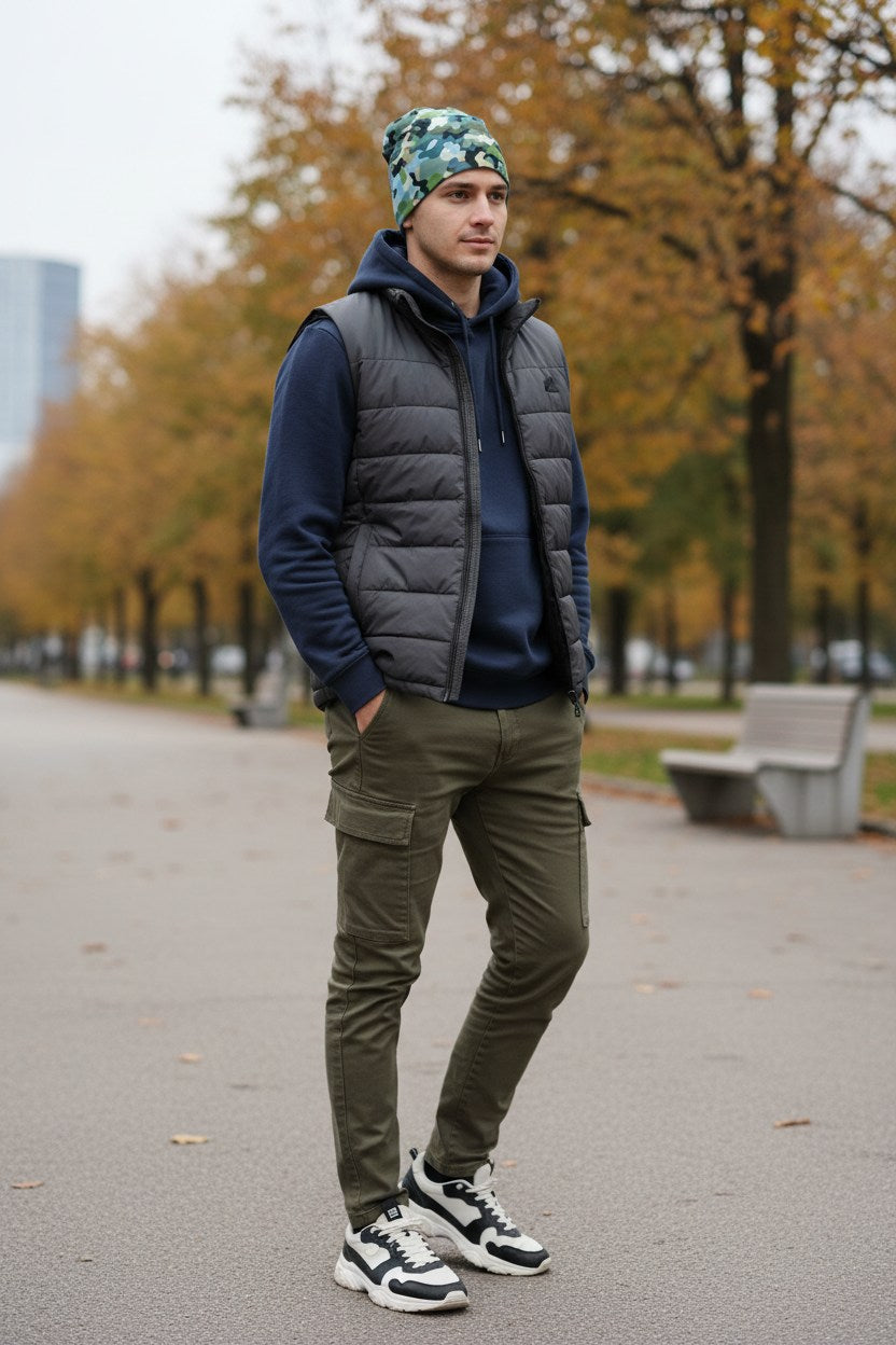 Ocean Green Camo Adventure Beanie - Double-Layered Outdoor Streetwear by StayClothed.com