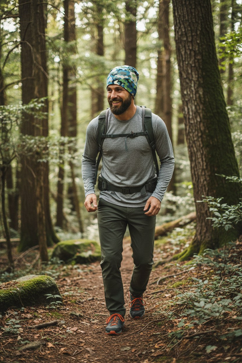 Ocean Green Camo Adventure Beanie - Double-Layered Outdoor Streetwear by StayClothed.com