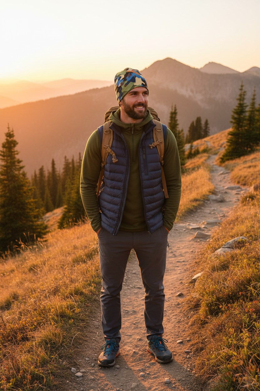 Blue Green Camo Adventure Beanie - Double-Layered Outdoor Streetwear by StayClothed.com