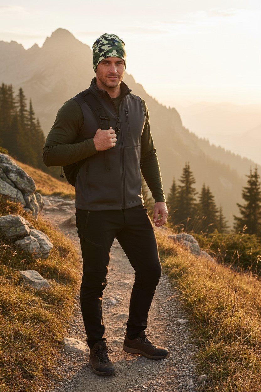 Digital Green Camo Adventure Beanie - Double-Layered Outdoor Streetwear by StayClothed.com