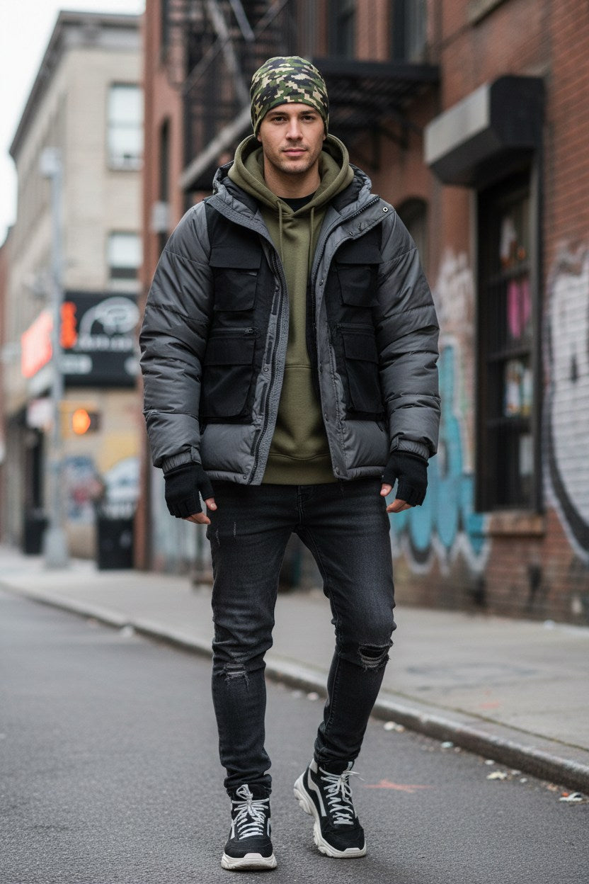 Pixel Woodland Camo Adventure Beanie - Double-Layered Outdoor Streetwear by StayClothed.com