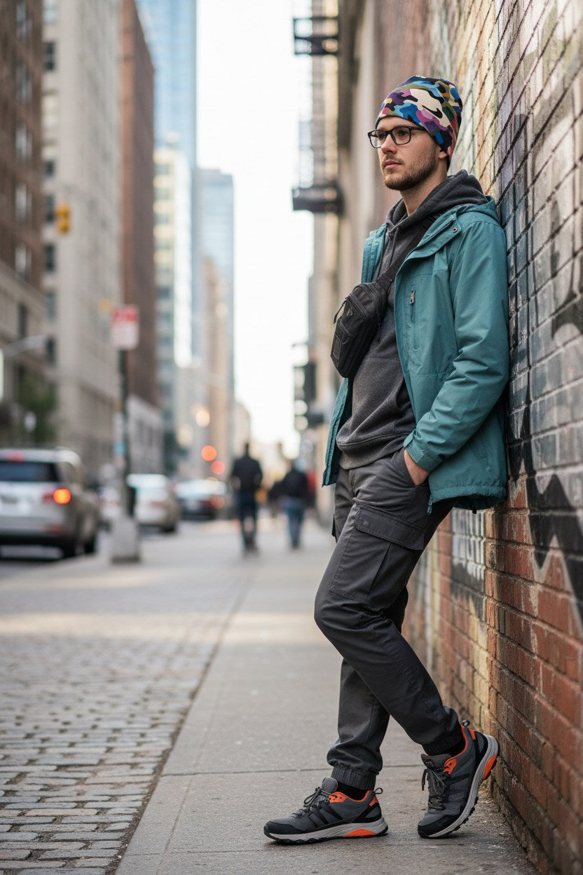 Vibrant Multi Camo Adventure Beanie - Double-Layered Outdoor Streetwear by StayClothed.com