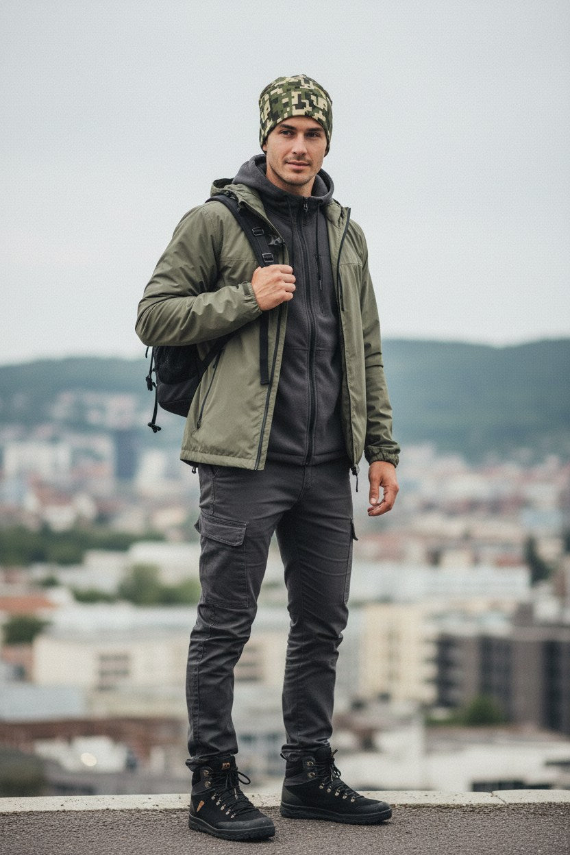 Digital Tan Camo Adventure Beanie - Double-Layered Outdoor Streetwear by StayClothed.com