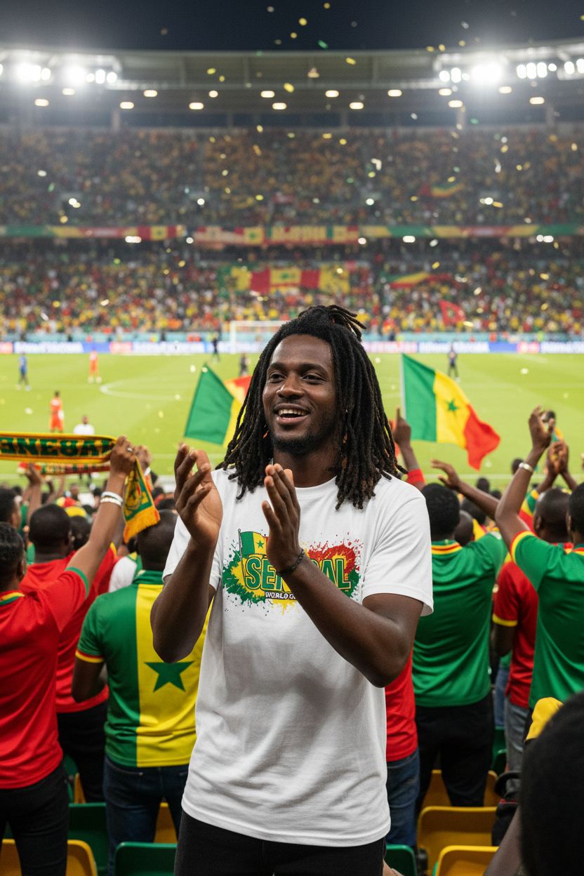 Senegal World Cup 2026 T-Shirt - Bold Graffiti Flag Design by StayClothed.com