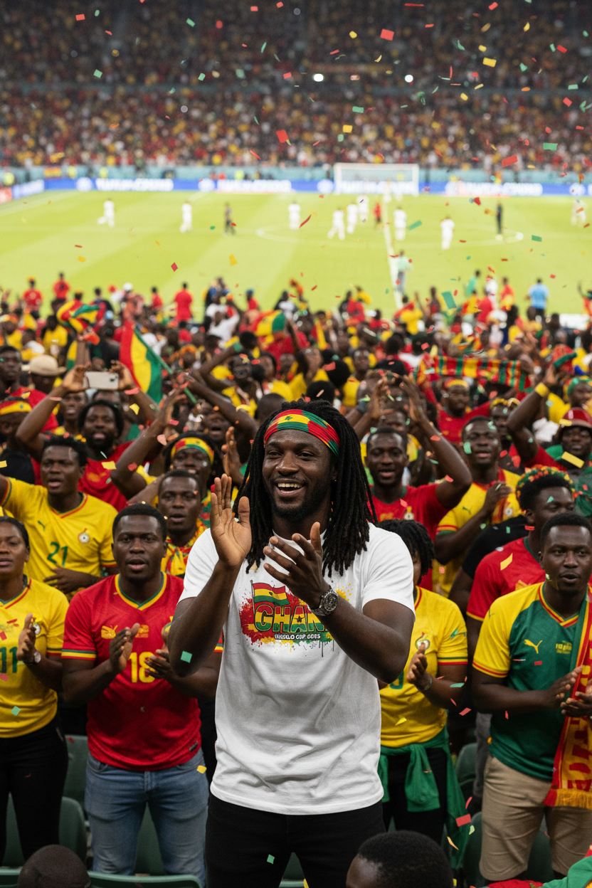 Ghana World Cup 2026 T-Shirt - Bold Graffiti Flag Design by StayClothed.com