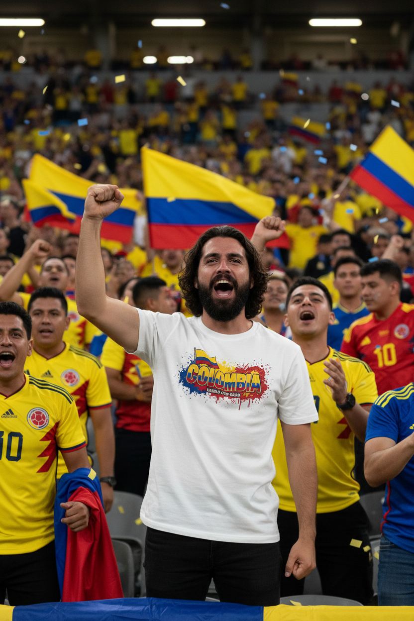 Colombia World Cup 2026 T-Shirt - Bold Graffiti Flag Design by StayClothed.com