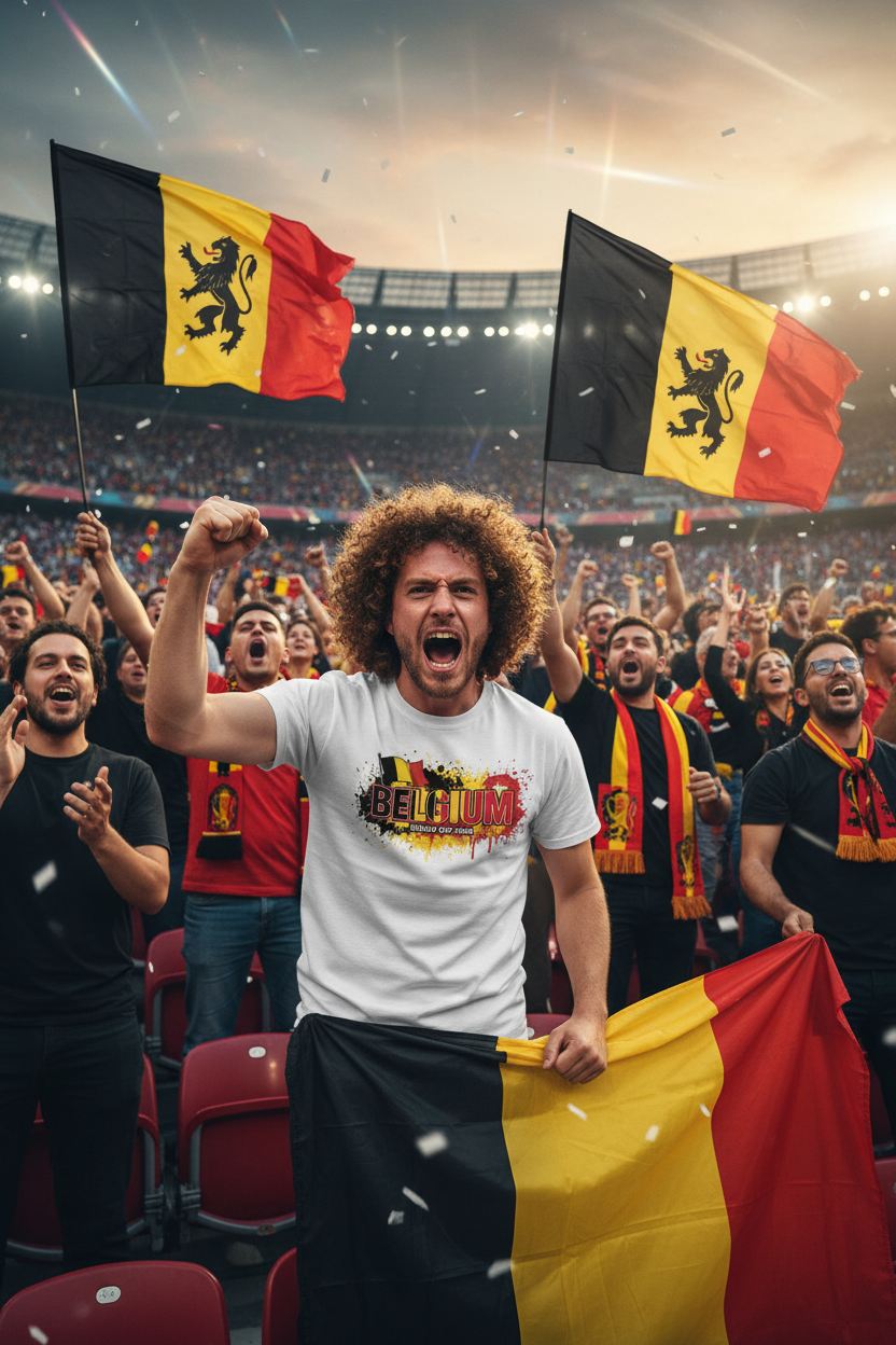 Belgium World Cup 2026 T-Shirt - Bold Graffiti Flag Design by StayClothed.com