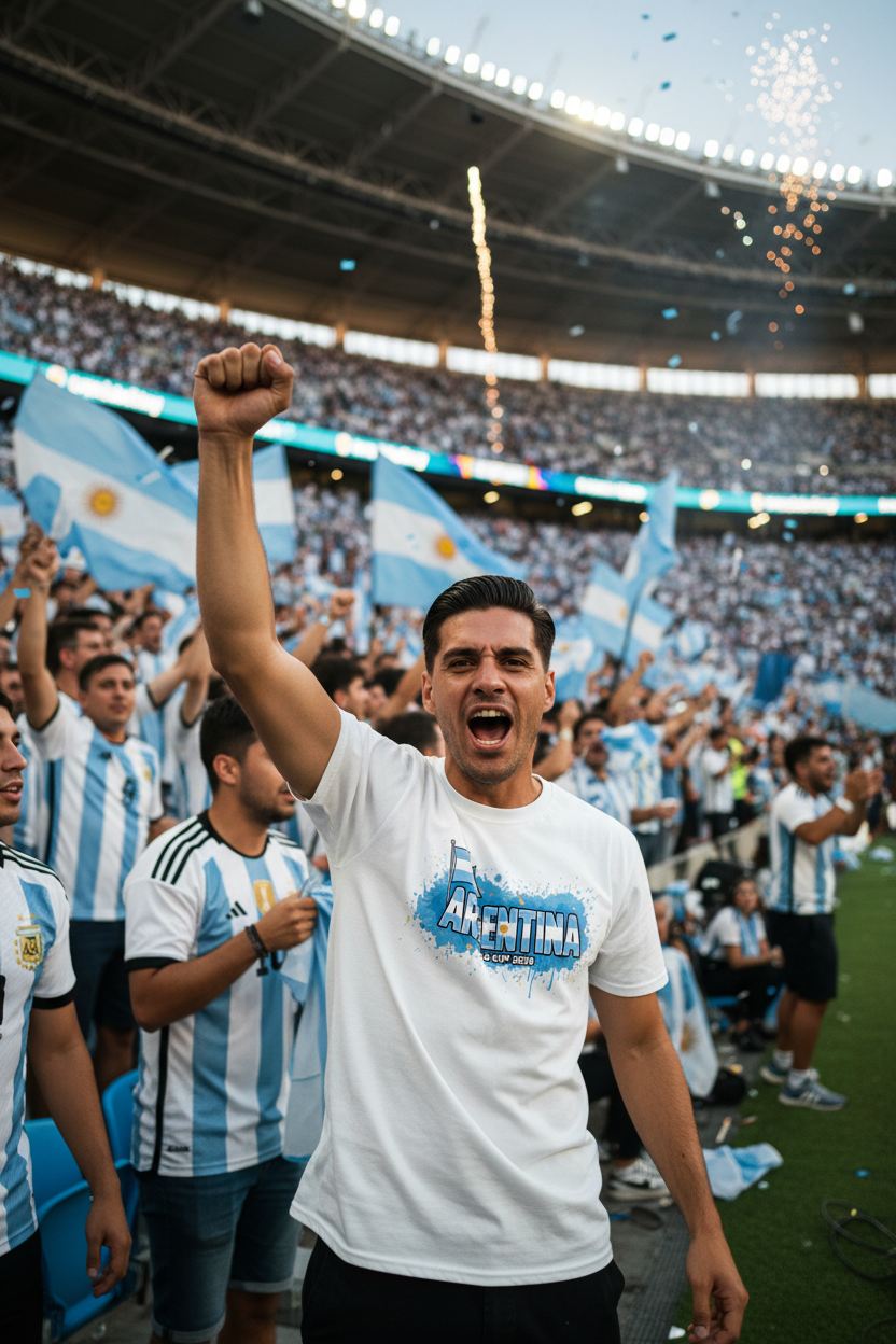 Argentina World Cup 2026 T-Shirt - Bold Graffiti Flag Design by StayClothed.com