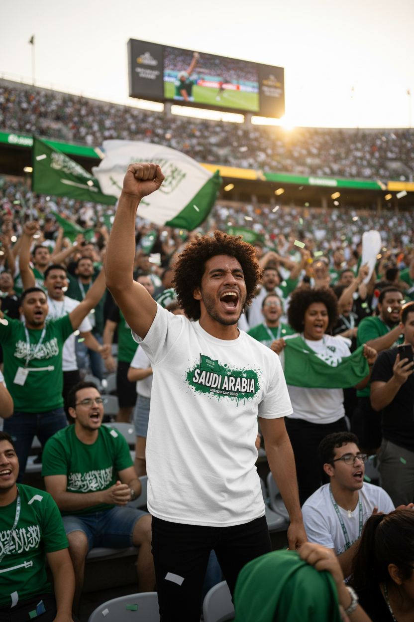 Saudi Arabia World Cup 2026 T-Shirt - Bold Graffiti Flag Design by StayClothed.com