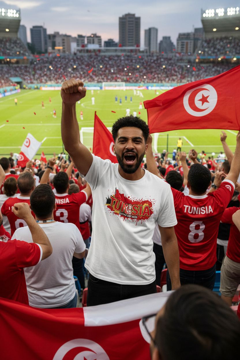 Tunisia World Cup 2026 T-Shirt - Bold Graffiti Flag Design by StayClothed.com
